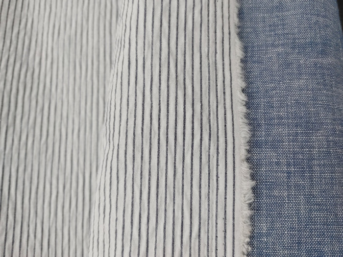 Linen Cotton Double Face Fabric Reversible 2988 - The Linen Lab - Blue