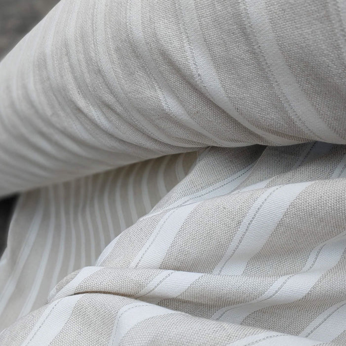 Linen Cotton Natural Color Dobby Stripe Fabric (6402) - The Linen Lab - Natural