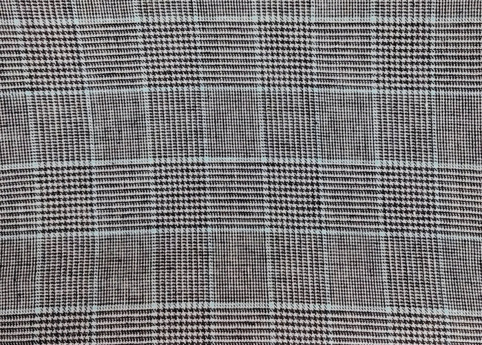 Linen Cotton Polyester Stretch Fabric with Glen Plaid Pattern 7479 - The Linen Lab - Brown