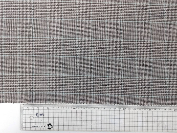 Linen Cotton Polyester Stretch Fabric with Glen Plaid Pattern 7479 - The Linen Lab - Brown
