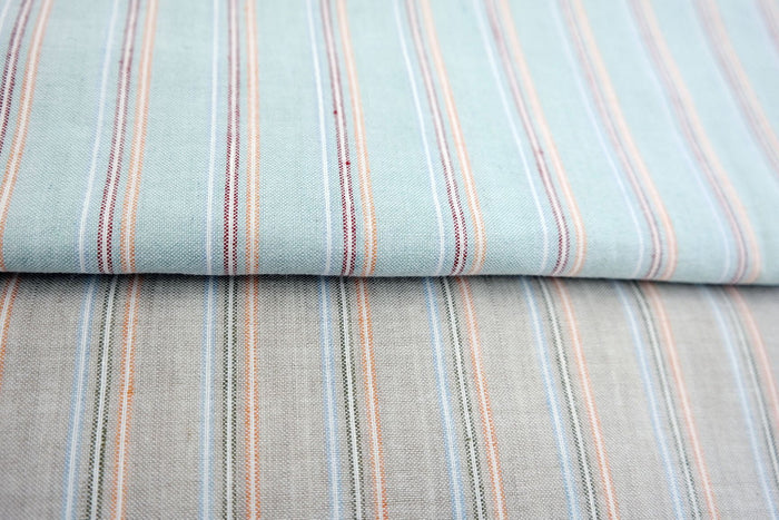 Linen Cotton Stripe Fabric Medium Weight 477 476 - The Linen Lab - Blue 477