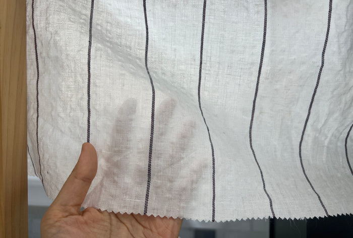 Linen Cotton Stripe Fabric – Subtle Seersucker Texture 6120