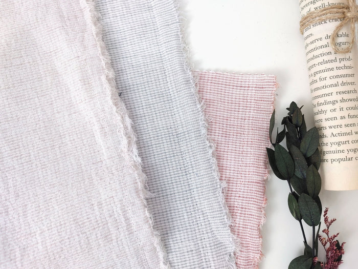 Linen Cotton Stripe Fabric: Subtly Wrinkled Elegance 6163 6236 5975 - The Linen Lab - Pink