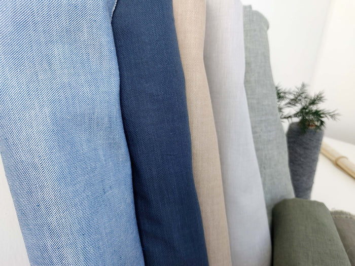 Linen Cotton Twill Chambray Fabric 3420 4960 7622 2979 4957 4959 4958 7544 - The Linen Lab - Grey(light)