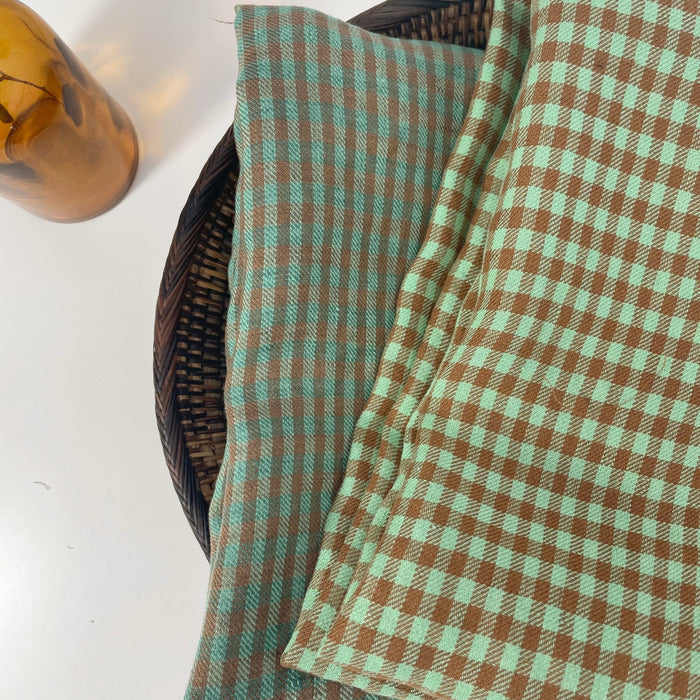 Linen Small Green Check Fabric 7568 7569 - The Linen Lab - Green 7568