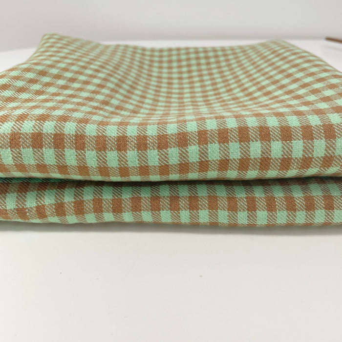 Linen Small Green Check Fabric 7568 7569 - The Linen Lab - Green 7568