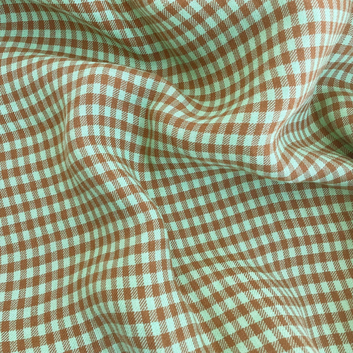 Linen Small Green Check Fabric 7568 7569 - The Linen Lab - Green 7568