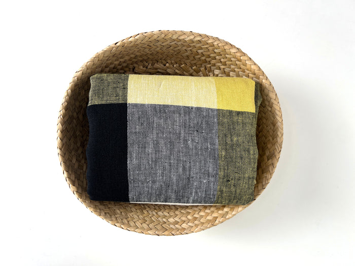 Linen Fabric Yellow Big Gingham Check 4533