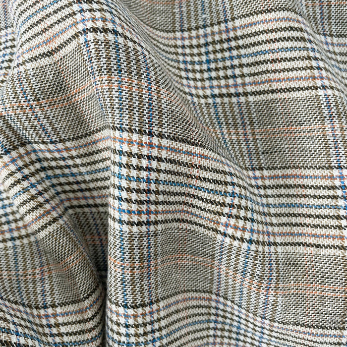 Linen Glen Check Fabric 7388 - The Linen Lab - Orange