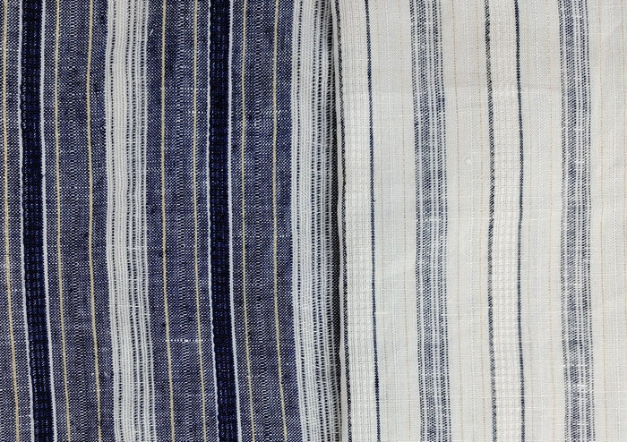 Linen Gold Lurex Dobby Stripe Fabric 1547 74 - The Linen Lab - Ivory