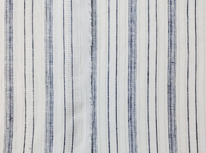 Linen Gold Lurex Dobby Stripe Fabric 1547 74 - The Linen Lab - Ivory