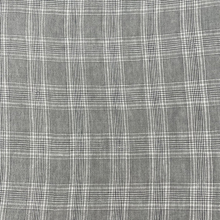 Linen Grey Check Fabric 6634 - The Linen Lab - Grey