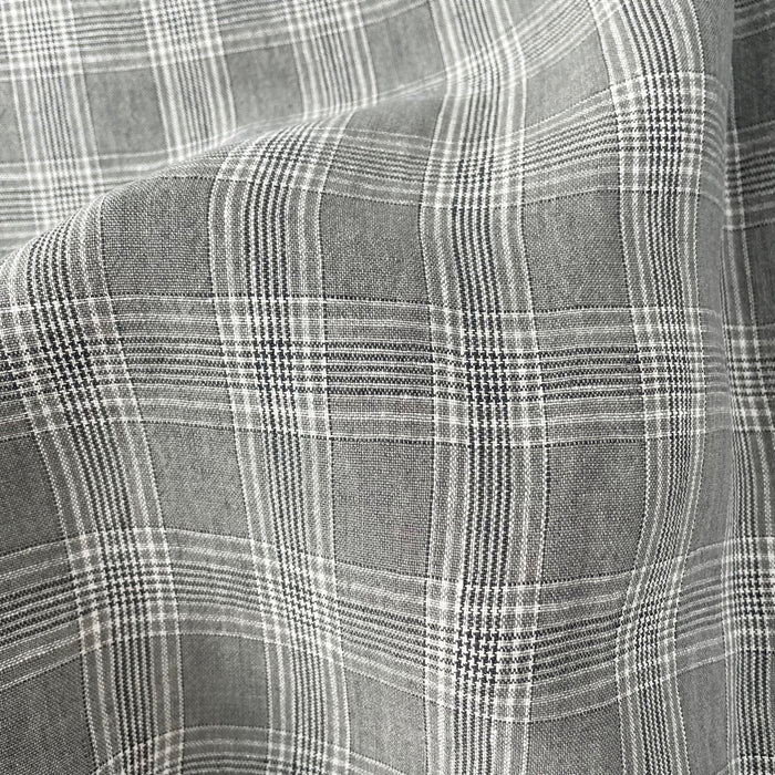 Linen Grey Check Fabric 6634 - The Linen Lab - Grey