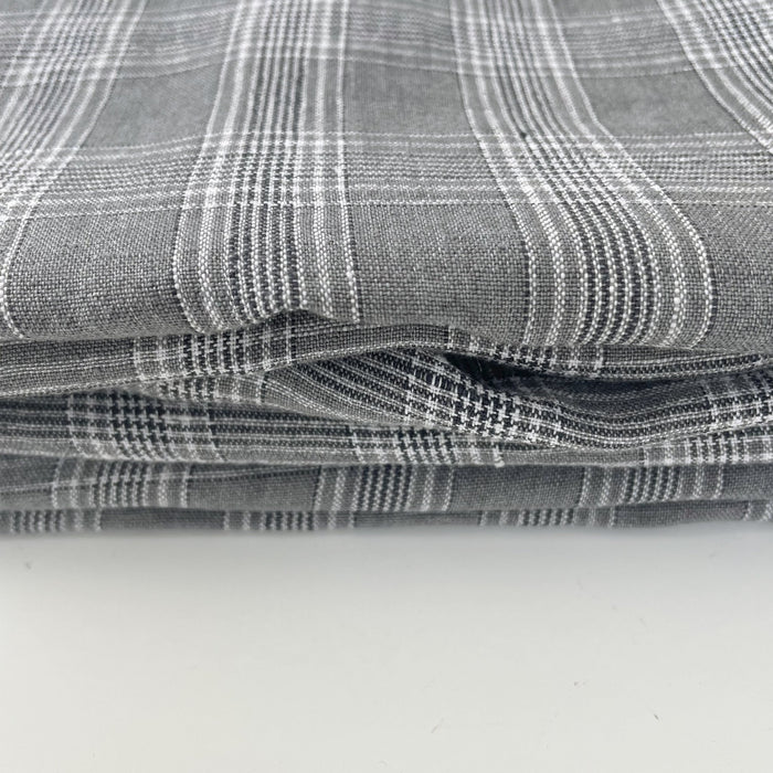 Linen Grey Check Fabric 6634 - The Linen Lab - Grey