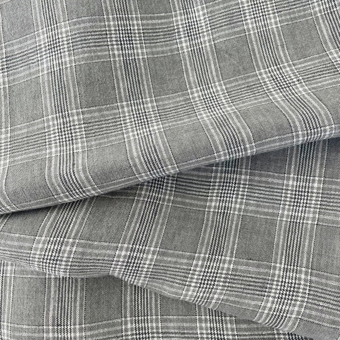 Linen Grey Check Fabric 6634 - The Linen Lab - Grey