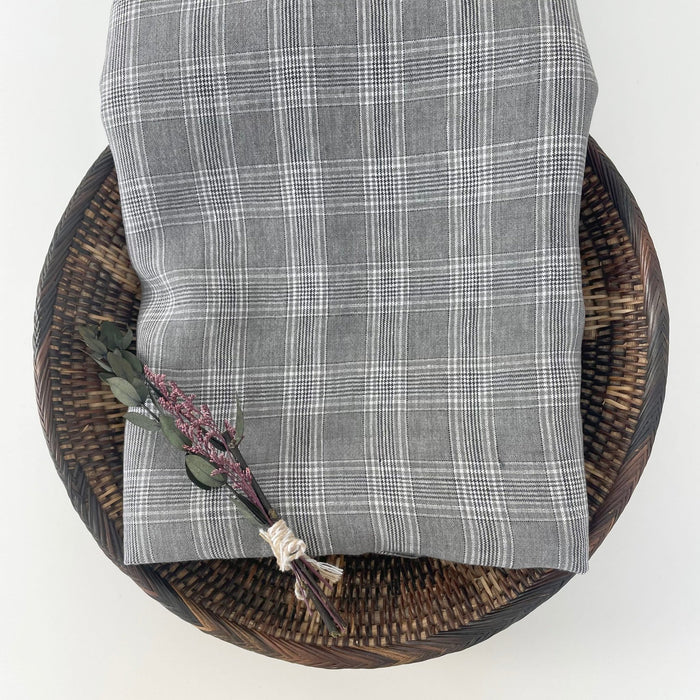Linen Grey Check Fabric 6634 - The Linen Lab - Grey