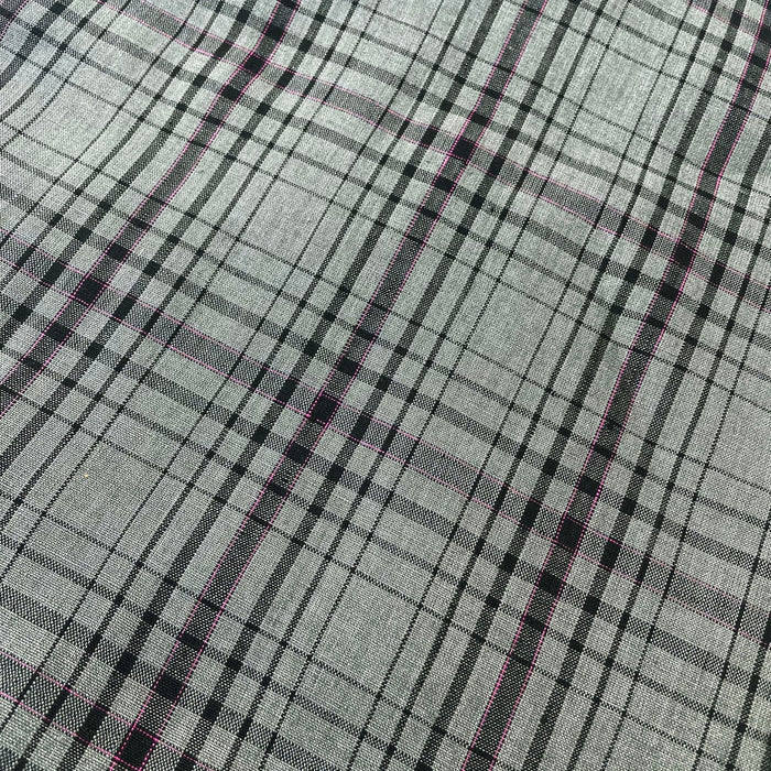 Linen Grey Grid Check 7320 - The Linen Lab - Grey