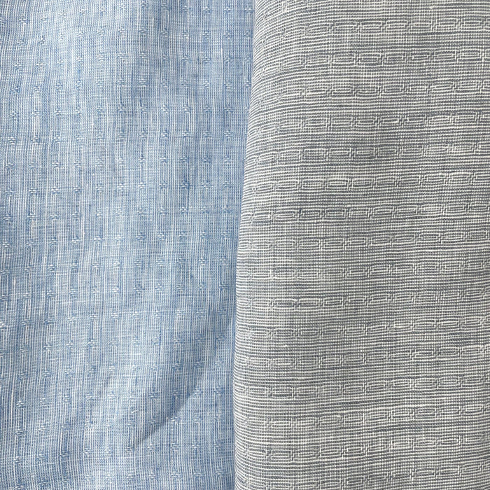 Linen Jacquard Small Pattern Fabric 4888 4887 - The Linen Lab - Blue
