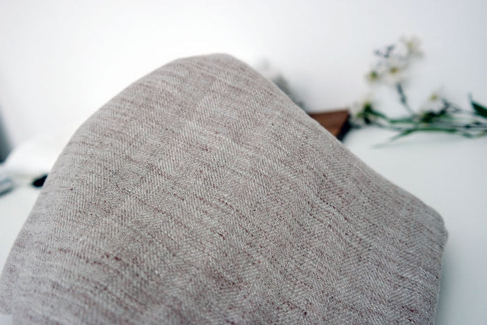 Linen Melange Fabric HBT Herringbone Twill (6706) - The Linen Lab - Beige