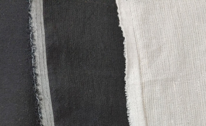 Linen Polyester Blend Fabric with Delicate Stripe Harmony 7749 7750 - The Linen Lab - Black