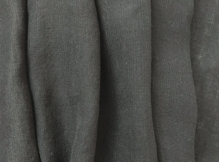 Linen Polyester Blend Fabric with Delicate Stripe Harmony 7749 7750 - The Linen Lab - Black