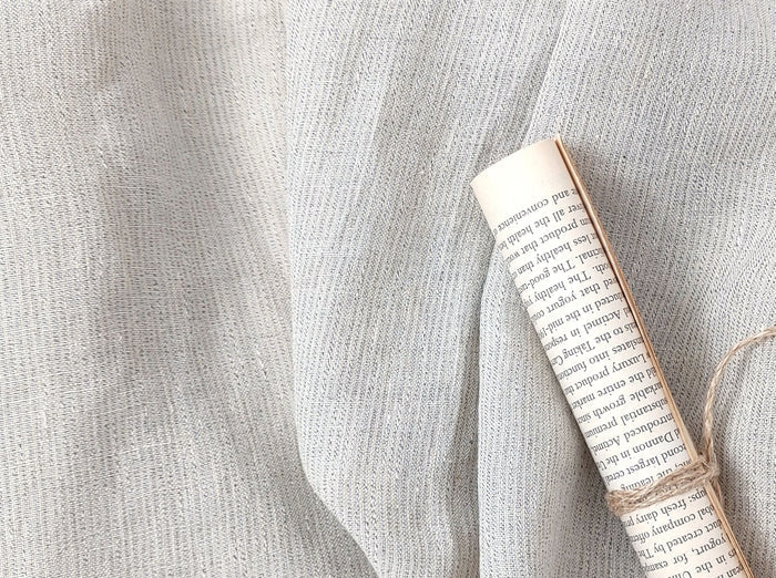 Linen Polyester Blend Fabric with Delicate Stripe Harmony 7749 7750 - The Linen Lab - Black