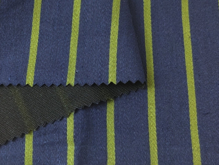Linen Polyester Stretch Fabric with Satin Weave Stripe Pattern 6038 - The Linen Lab - Navy
