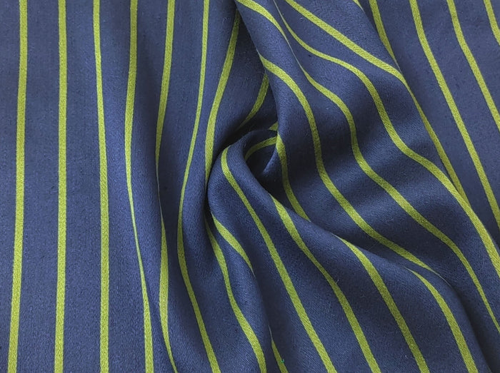Linen Polyester Stretch Fabric with Satin Weave Stripe Pattern 6038 - The Linen Lab - Navy