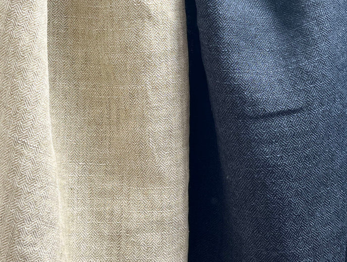 Linen Ramie Cotton Fabric – Broken Herringbone Chambray Weave 8278 8279