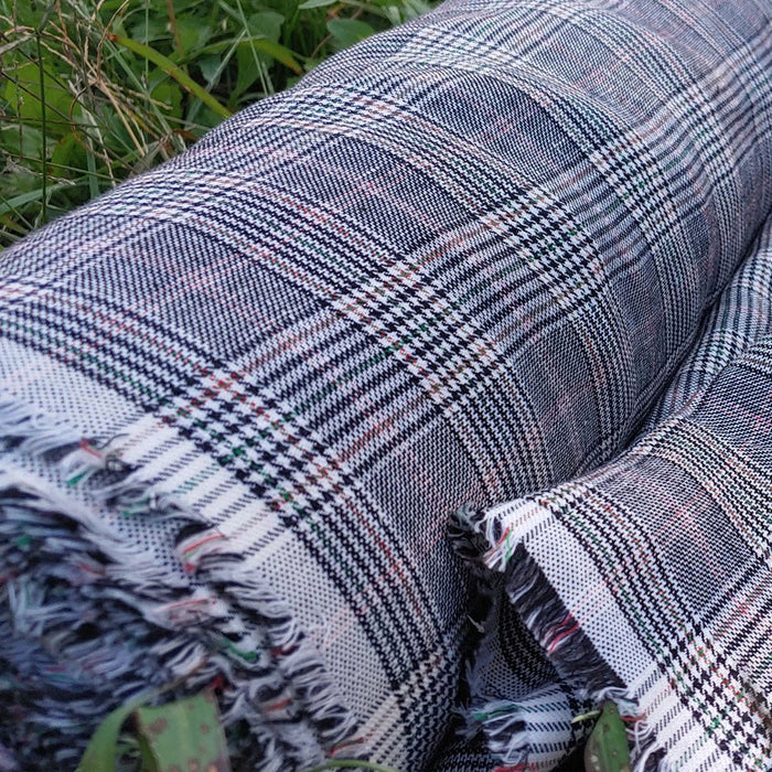 Linen Rayon Multi Glen Plaid Fabric (6658) - The Linen Lab - Glen Plaid