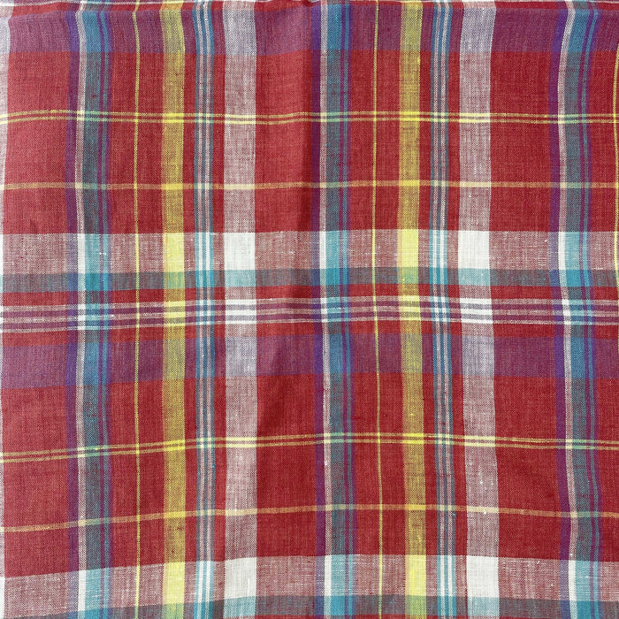 Linen Red Multi Check Fabric 7112 - The Linen Lab - Red