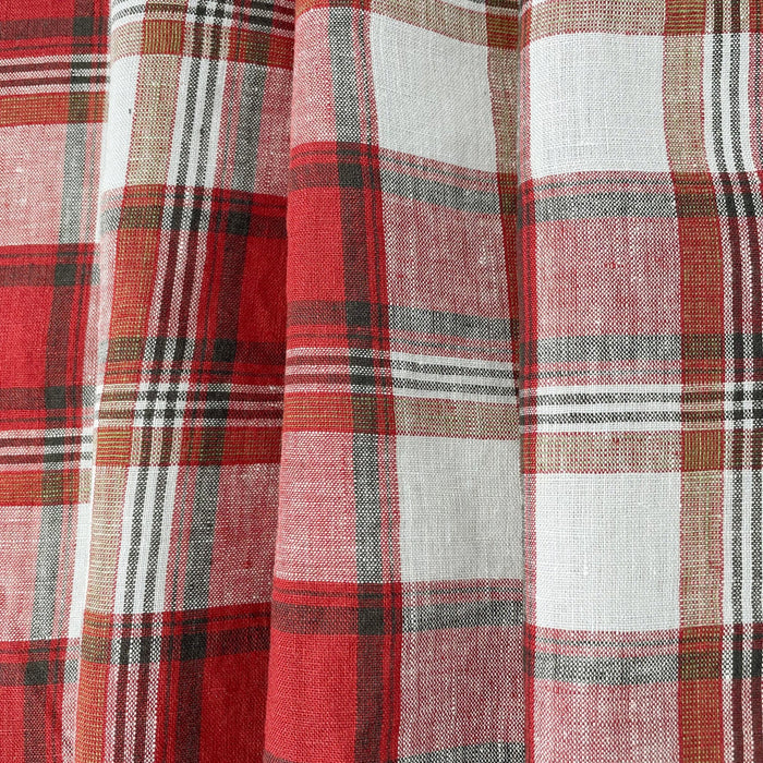 Linen Red Orange Big Check Fabric 7131 7130 - The Linen Lab - 7131 ORANGE