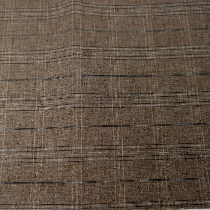 Linen Stretch Brown Plaid Fabric 7105 - The Linen Lab - BROWN