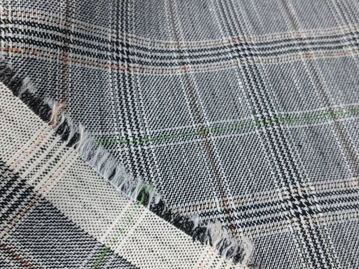 Linen Stretch Plaid Twill Fabric 6230 7828 - The Linen Lab - Pink