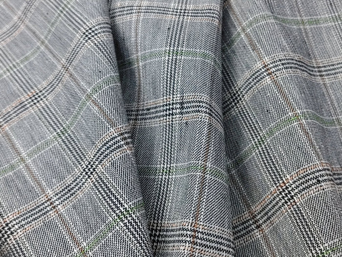 Linen Stretch Plaid Twill Fabric 6230 7828 - The Linen Lab - Pink