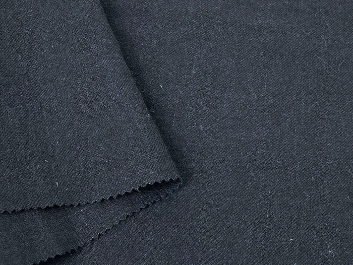 Linen Wool Blend Twill Fabric in Black – Medium-Heavy Weight 7868