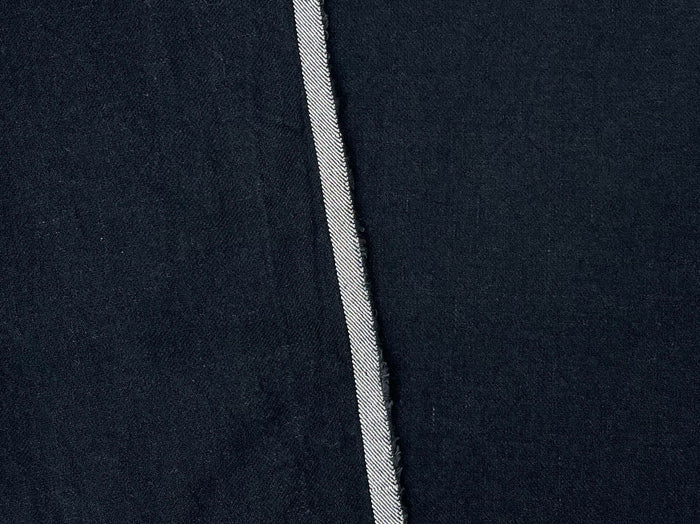 Linen Wool Blend Twill Fabric in Black – Medium-Heavy Weight 7868