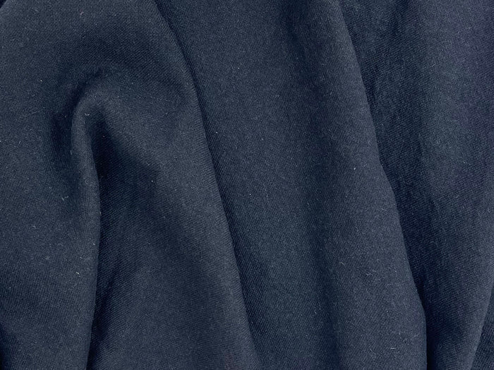 Linen Wool Blend Twill Fabric in Black – Medium-Heavy Weight 7868