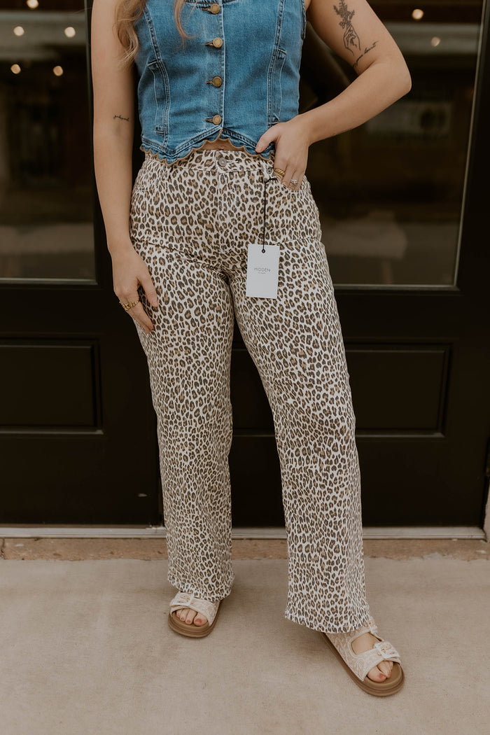 Logan Leopard Dad Jeans- Hidden