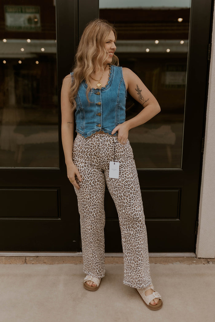 Logan Leopard Dad Jeans- Hidden