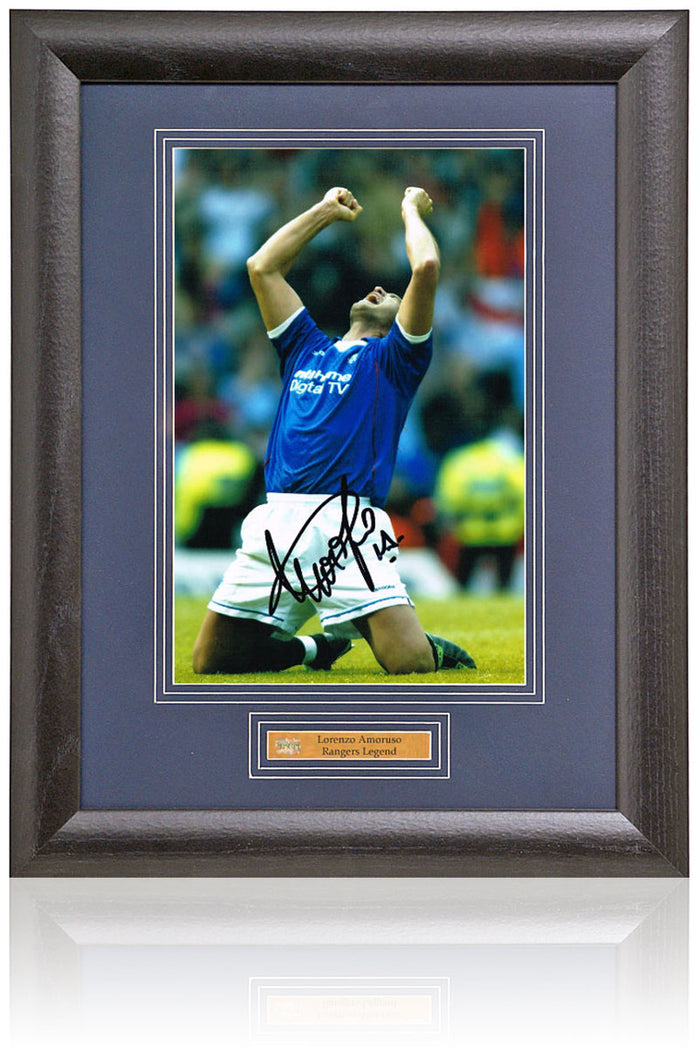 Lorenzo Amoruso Rangers Legend Hand Signed Photograph 15x19" Framed