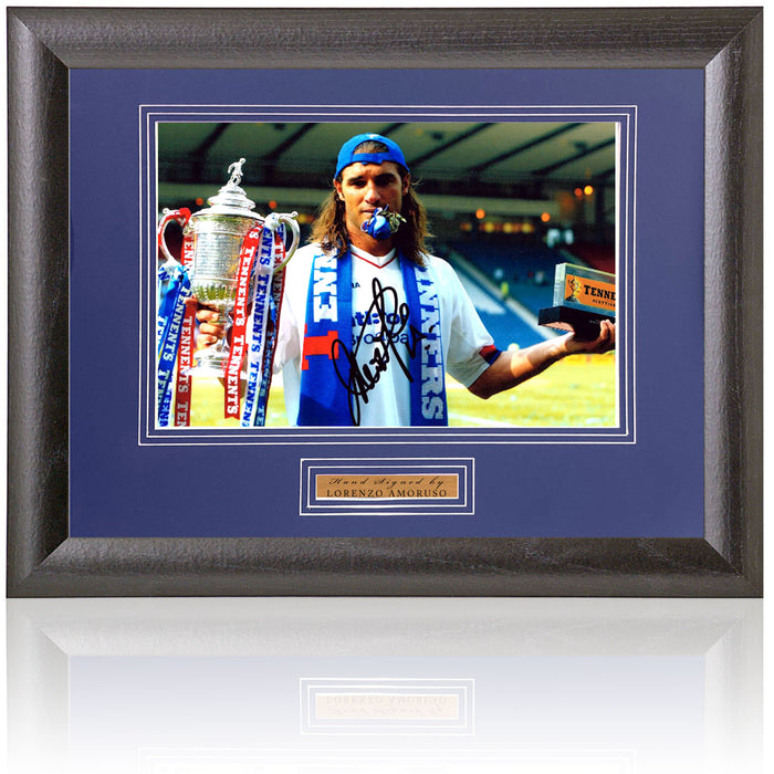 Lorenzo Amoruso Rangers Legend Hand Signed Photograph 15x19" Framed