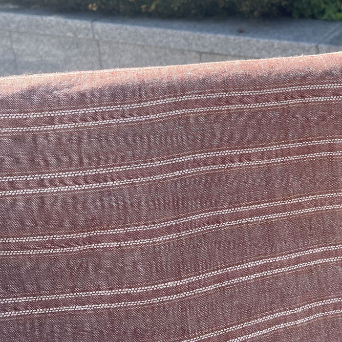 Lurex Linen Stripe Fabric (3127) - The Linen Lab - brown