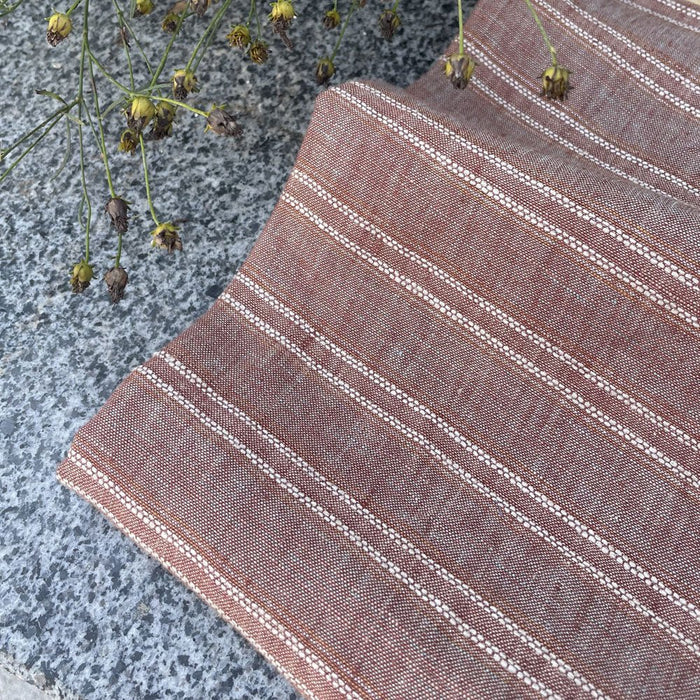 Lurex Linen Stripe Fabric (3127) - The Linen Lab - brown