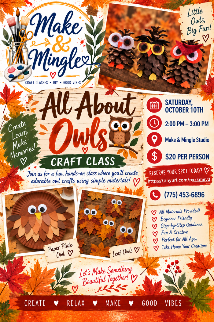 Make & Mingle | All About Owls | Kids Art Class - October 10