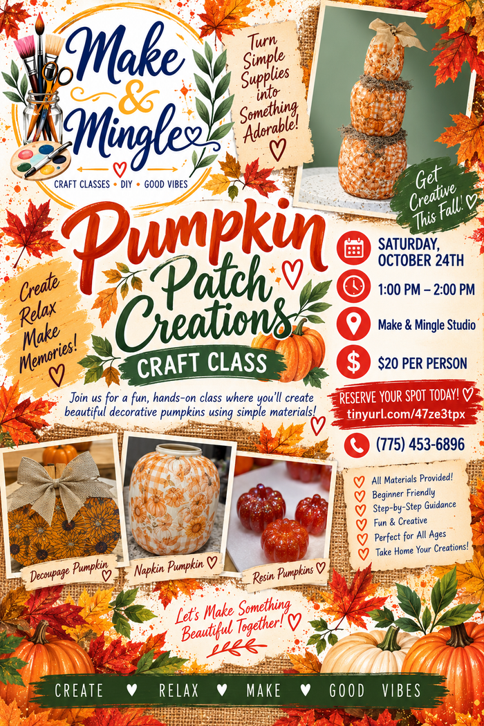 Make & Mingle | Pumpkin Patch Creations | October 24 - Ages 12 and Up