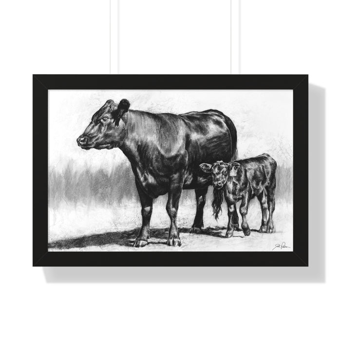 "Mama Cow & Calf" Framed Paper Print