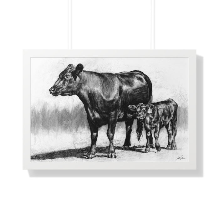 "Mama Cow & Calf" Framed Paper Print