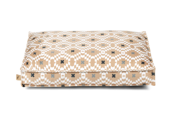 Marina Boxy Bed in Sand with print side up head on
