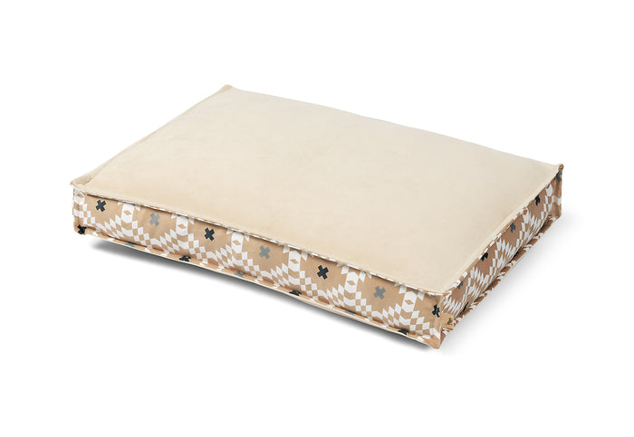Marina Boxy Bed in Sand with solid side up
